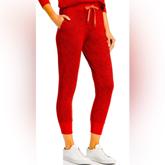 SUNDRY joggers/lounge pants. Size 1 Small red w/black stars - Picture 1 of 5